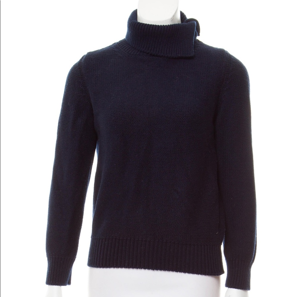 A.P.C. Navy Wool Turtleneck Sweater